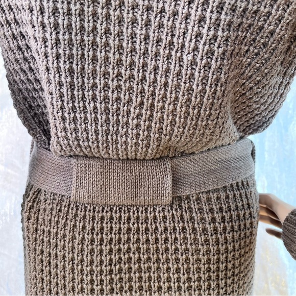 Anselmi Brown Button-Up Belted Women Sweater Medium Faux Fur Hem - Picture 7 of 16